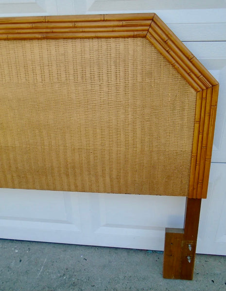 Vintage Broyhill Faux Bamboo and Cane Queen Headboard Available and Ready to Ship