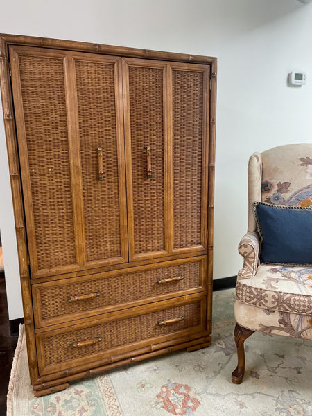 Americans of Martinsville Palm Beach Regency Faux Bamboo Armoire