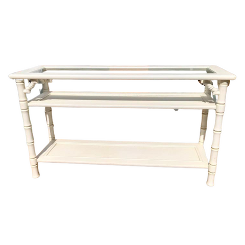 Vintage Mersman Furniture Glass Top Console Table Available for Custom Lacquer