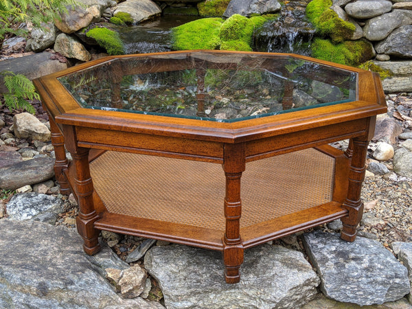 Octagonal Faux Bamboo Glass Top Coffee Table by Mersman Furniture