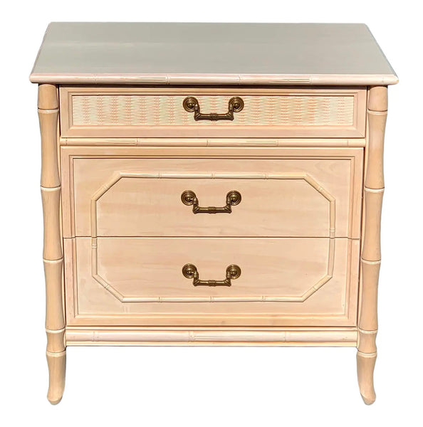 Vintage Broyhill Furniture Faux Bamboo Three Drawer Nightstand/Chest Available for Custom Lacquer!
