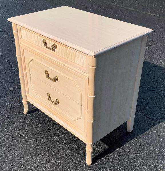 Vintage Broyhill Furniture Faux Bamboo Three Drawer Nightstand/Chest Available for Custom Lacquer!