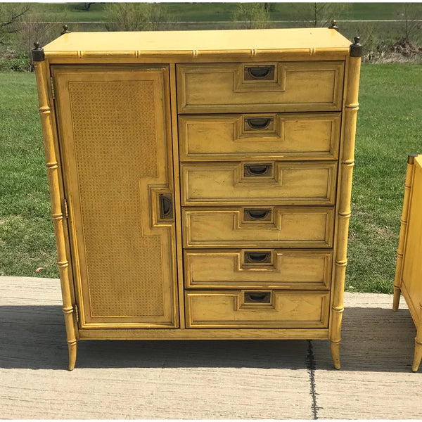 Vintage Stanley Furniture Faux Bamboo Pagoda Style Armoire Tallboy Available for Custom Lacquer!