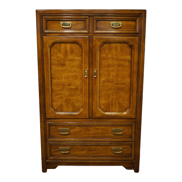 Vintage Thomasville Furniture Campaign Style Armoire Available for Custom Lacquer