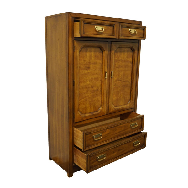 Vintage Thomasville Furniture Campaign Style Armoire Available for Custom Lacquer