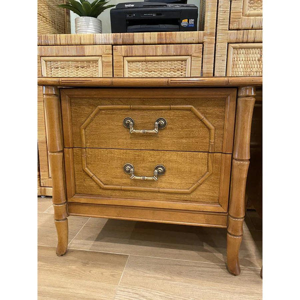 Vintage Pair of Broyhill Furniture Faux Bamboo Nightstands Available for Custom Lacquer!