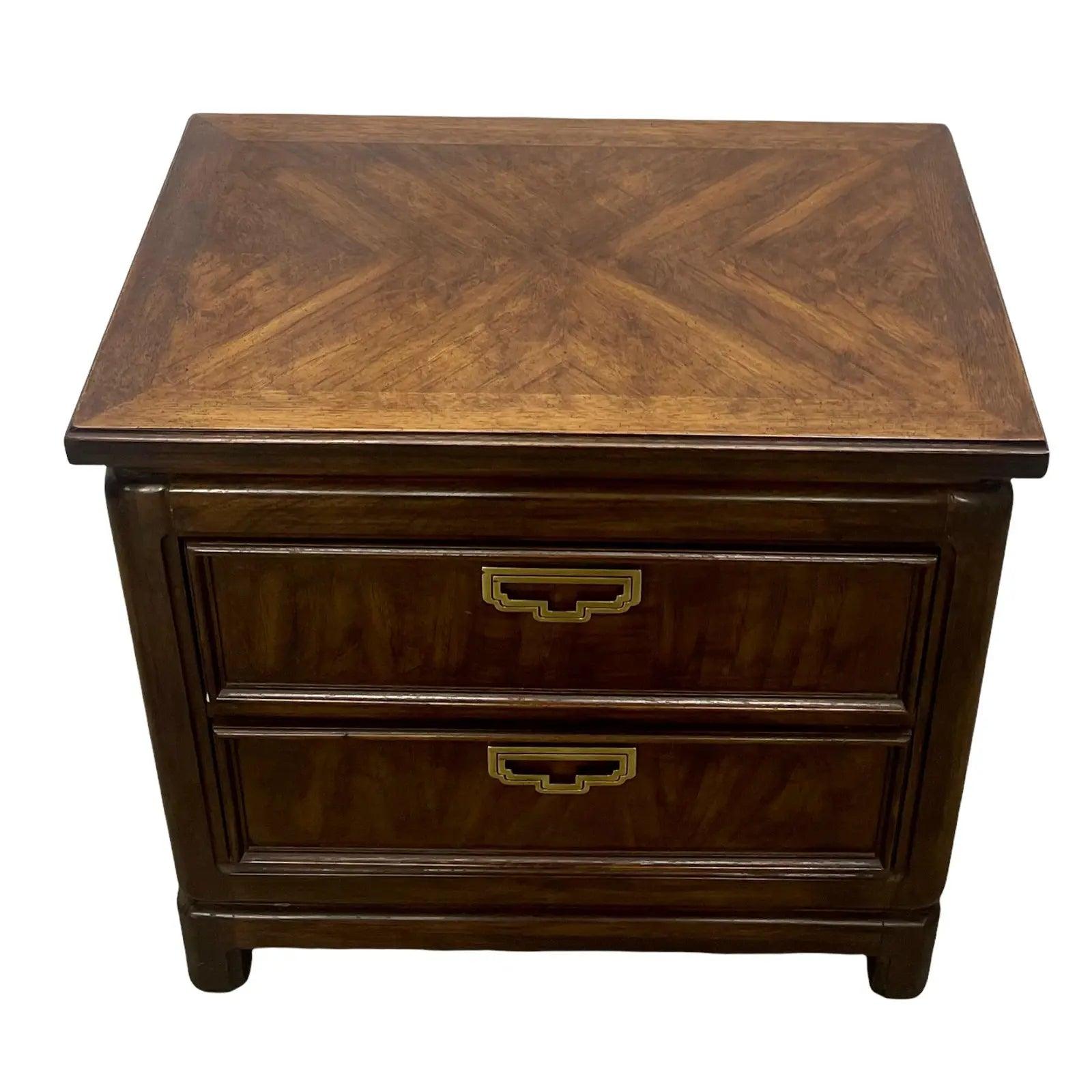 送料込み　vintage thomasville ナイトテーブル Vintage Mid-Century Thomasville Faux Bamboo 2 Drawer